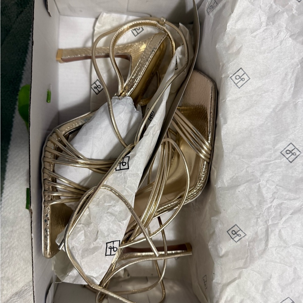 Call It Spring Metallic Gold Strappy Heels